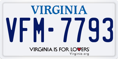 VA license plate VFM7793