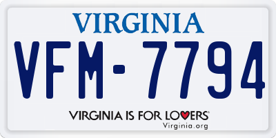 VA license plate VFM7794