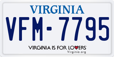 VA license plate VFM7795