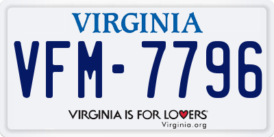 VA license plate VFM7796