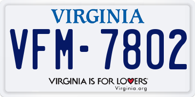 VA license plate VFM7802