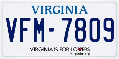 VA license plate VFM7809