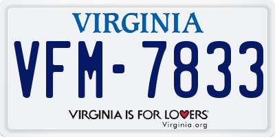 VA license plate VFM7833
