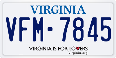 VA license plate VFM7845