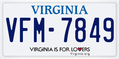 VA license plate VFM7849