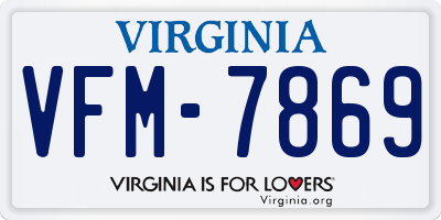 VA license plate VFM7869