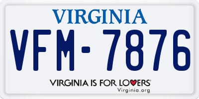 VA license plate VFM7876