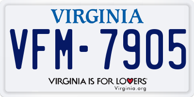 VA license plate VFM7905