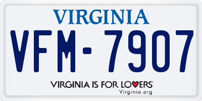 VA license plate VFM7907