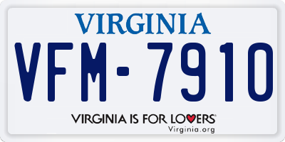 VA license plate VFM7910