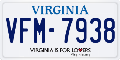 VA license plate VFM7938