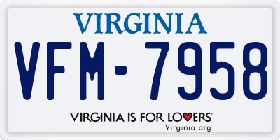 VA license plate VFM7958