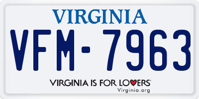 VA license plate VFM7963