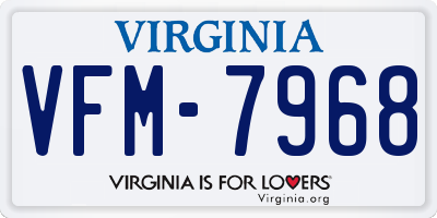 VA license plate VFM7968