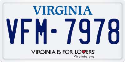 VA license plate VFM7978