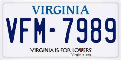 VA license plate VFM7989