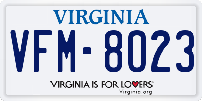 VA license plate VFM8023