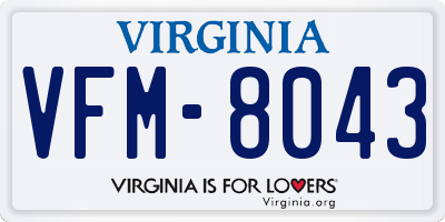 VA license plate VFM8043