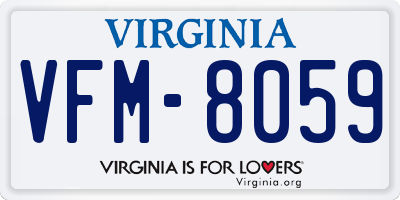 VA license plate VFM8059