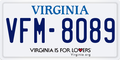 VA license plate VFM8089