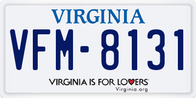 VA license plate VFM8131