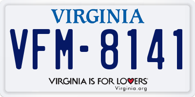 VA license plate VFM8141
