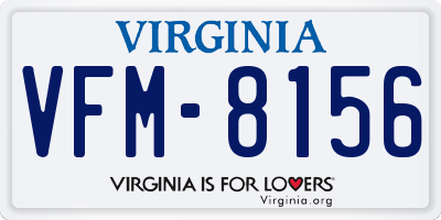 VA license plate VFM8156