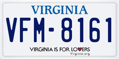 VA license plate VFM8161