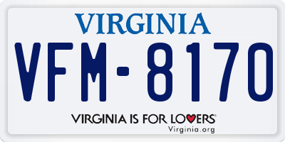 VA license plate VFM8170