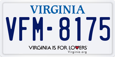 VA license plate VFM8175