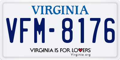 VA license plate VFM8176
