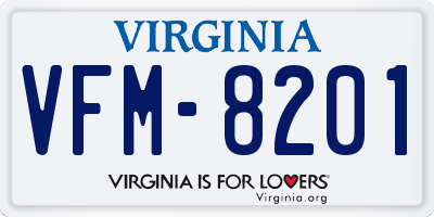 VA license plate VFM8201