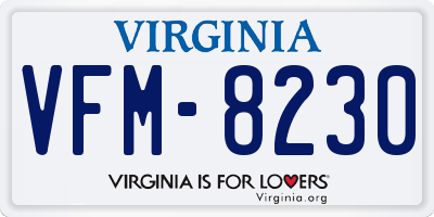 VA license plate VFM8230