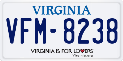 VA license plate VFM8238