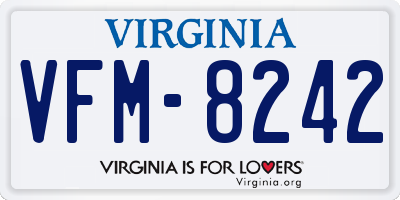 VA license plate VFM8242