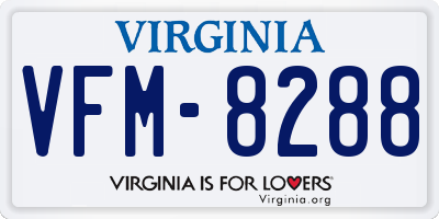 VA license plate VFM8288