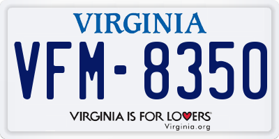 VA license plate VFM8350