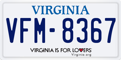 VA license plate VFM8367