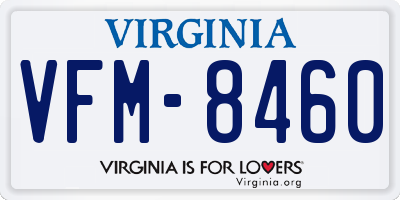 VA license plate VFM8460