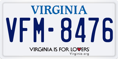 VA license plate VFM8476
