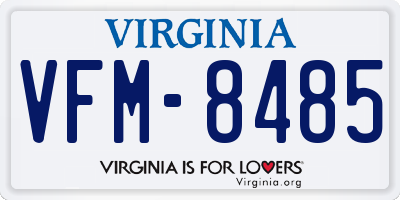 VA license plate VFM8485