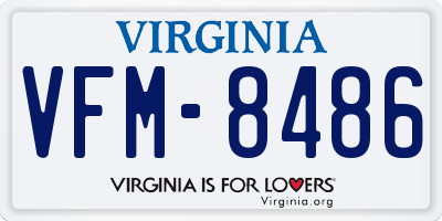 VA license plate VFM8486