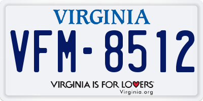VA license plate VFM8512