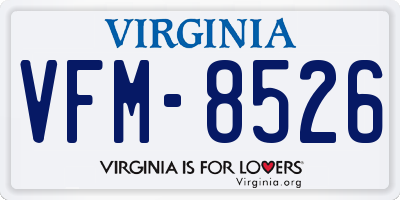 VA license plate VFM8526