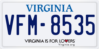 VA license plate VFM8535