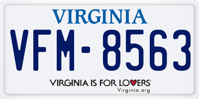 VA license plate VFM8563