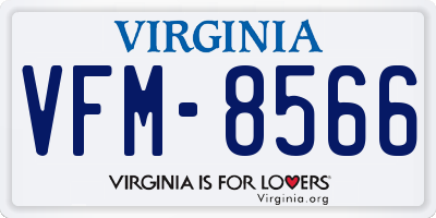 VA license plate VFM8566