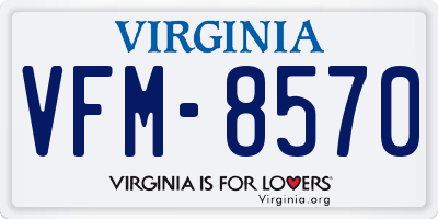 VA license plate VFM8570