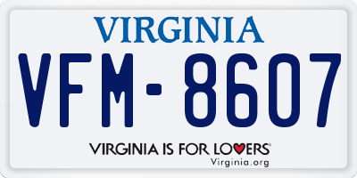 VA license plate VFM8607