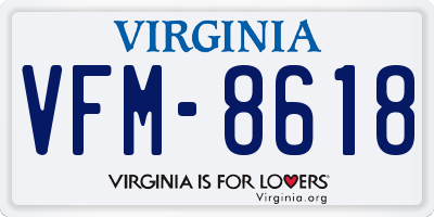 VA license plate VFM8618